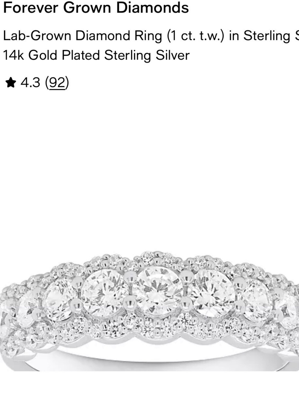 One carat diamond and size 8 in silver
